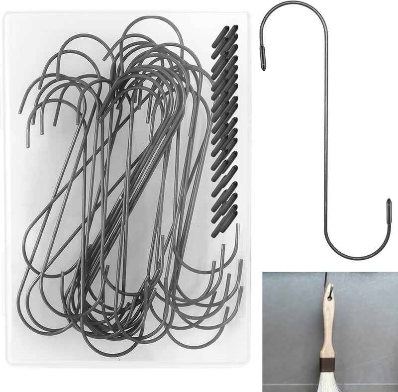 Klfte 28PCS Metal Durable 6 Inches Long S Shaped Hooks Hanger 0.1'' Wire Plant Paint Powder Coating DIY Hanging Hooks with 56PCS Rubber End Caps - Image 1